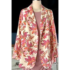 Anthropologie Floral Blazer in Pink and Cream